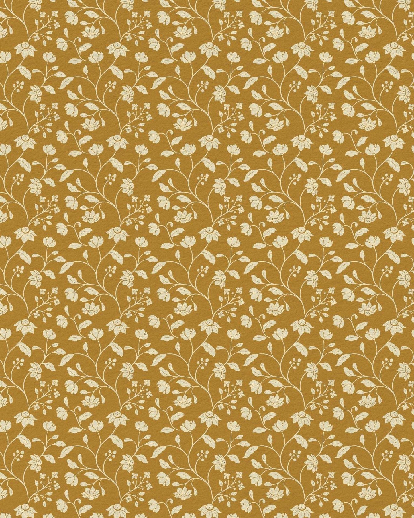 Wild Geranium Wallpaper in Mustard Fern