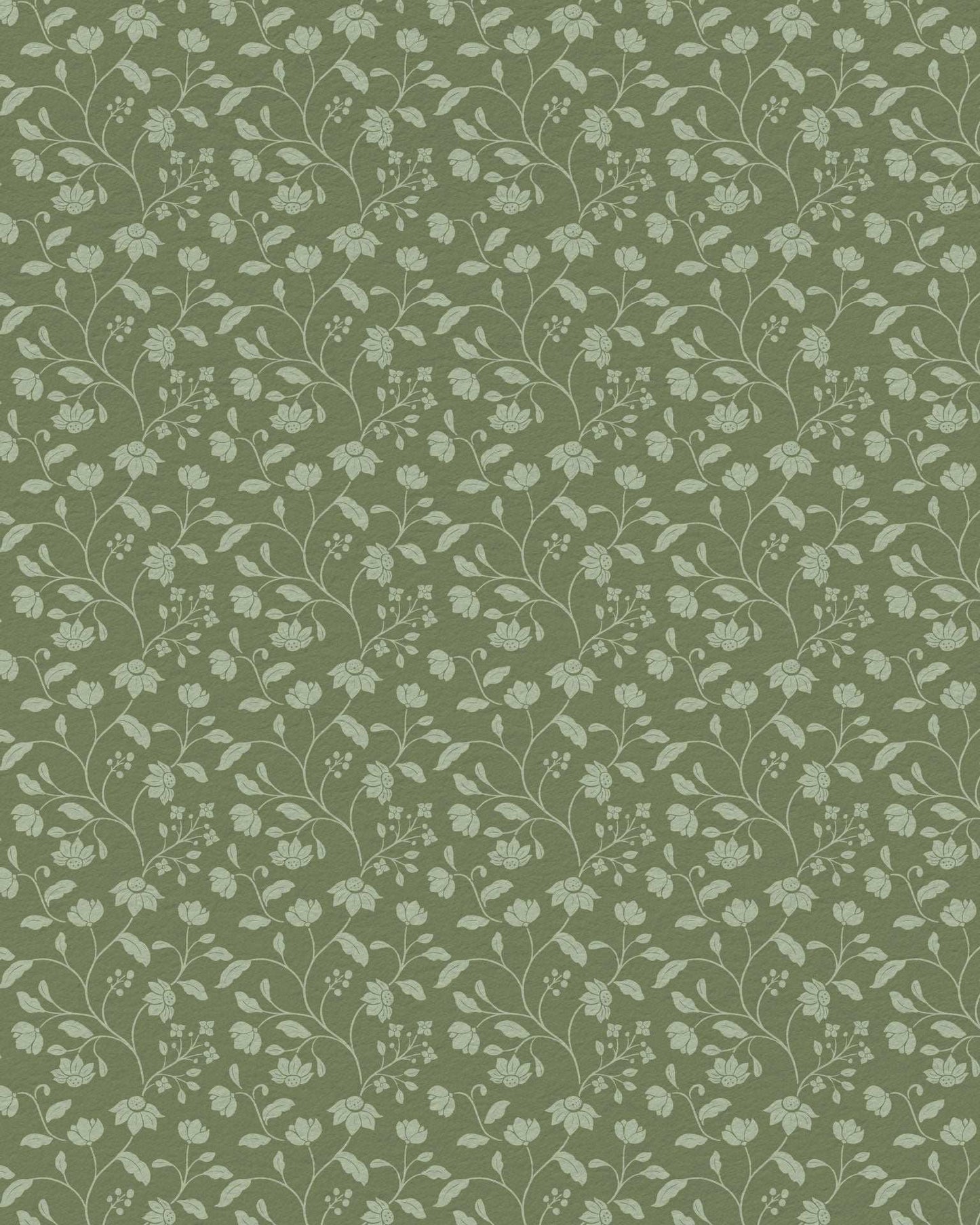 Wild Geranium Wallpaper in Rustic Olive