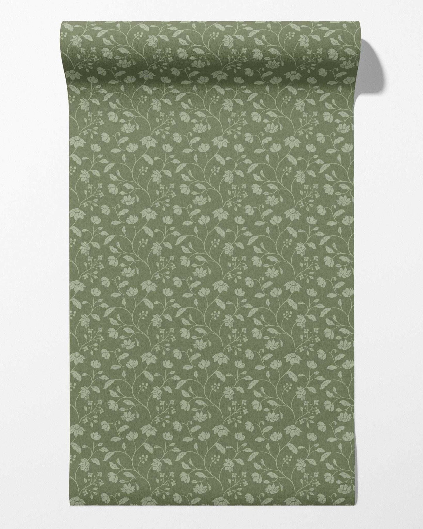 Wild Geranium Wallpaper in Rustic Olive