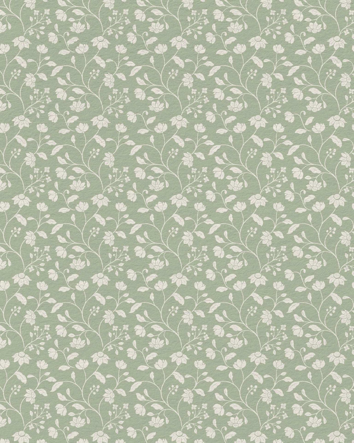 Wild Geranium Wallpaper in Soft Sage
