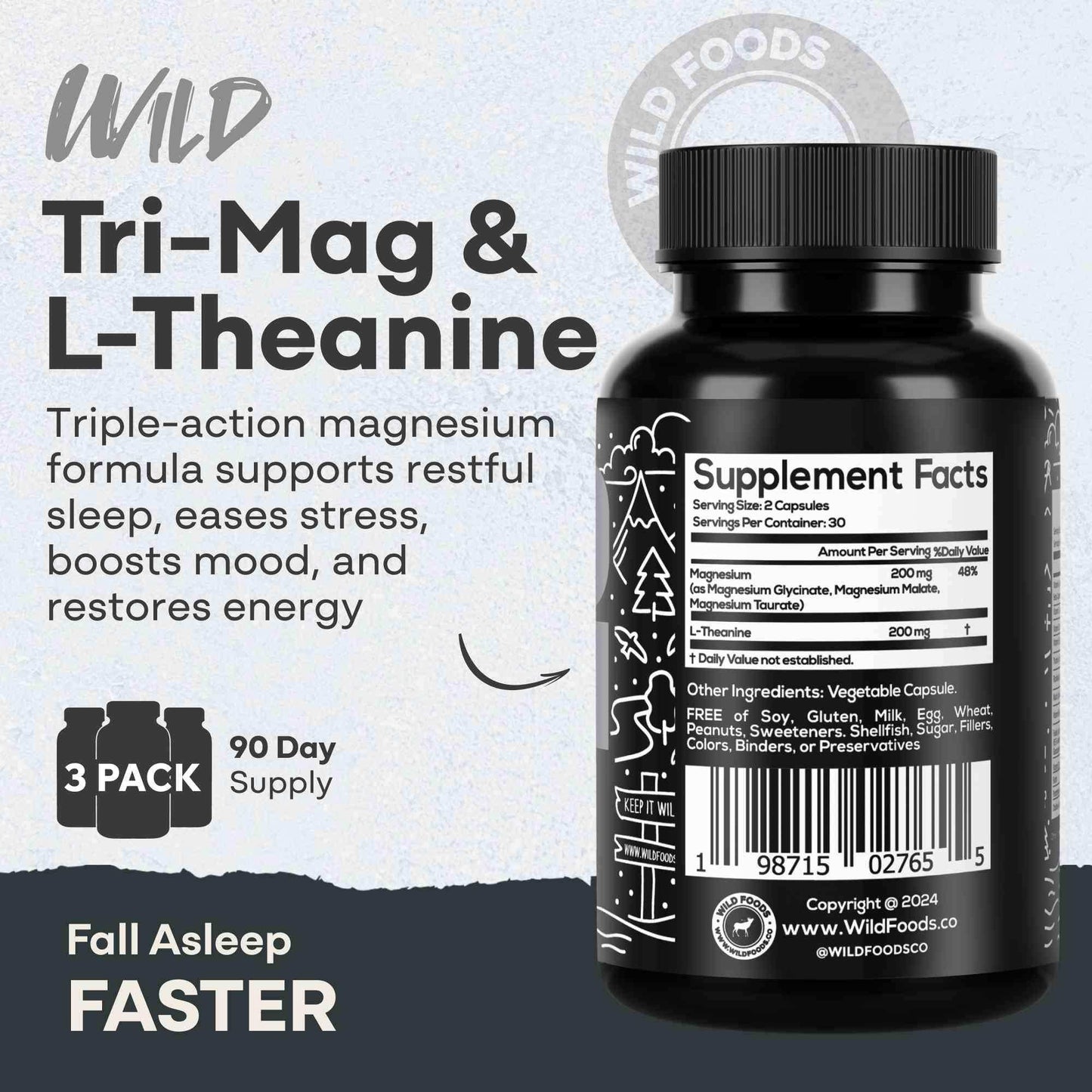 Wild Tri-Mag – Triple Magnesium Complex for Sleep w/L Theanine