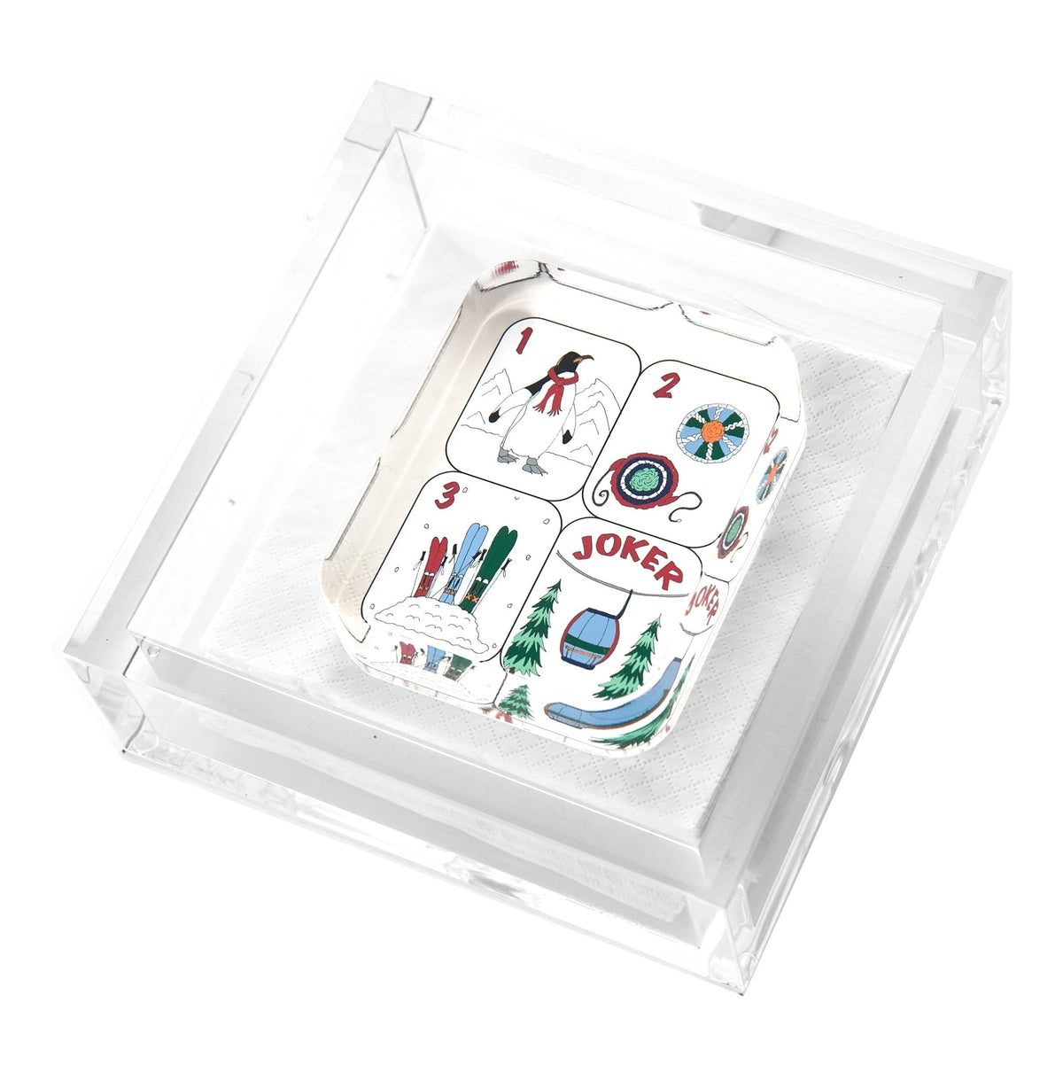 Winter Mahjong Tiles Acrylic Cocktail Napkin Holder