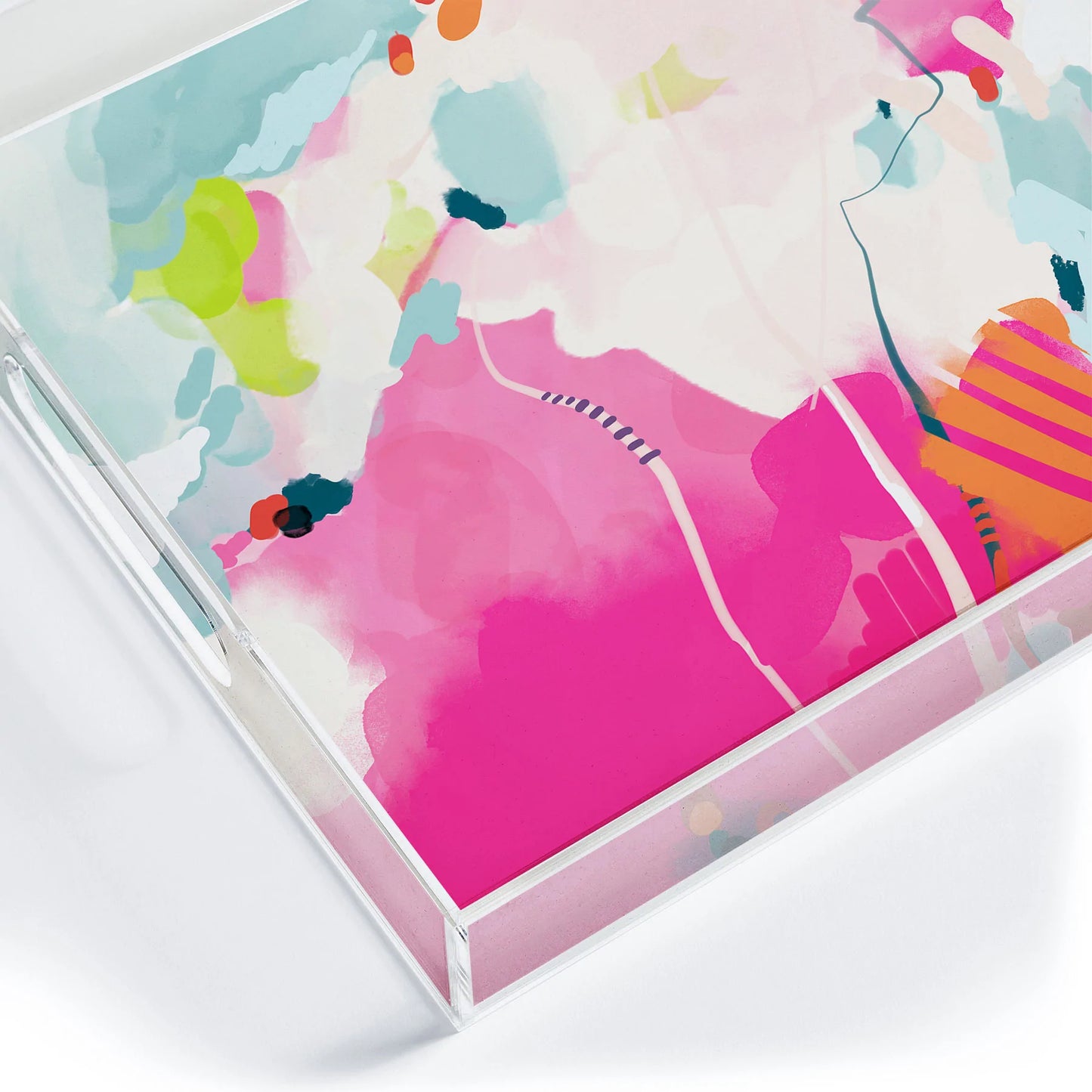 Pink Sky Acrylic Tray - Medium w/Handles