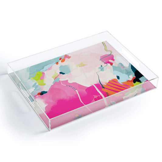 Pink Sky Acrylic Tray - Medium w/Handles