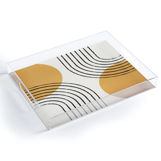 Sun Arch Double Gold Acrylic Tray - Medium w/Handles
