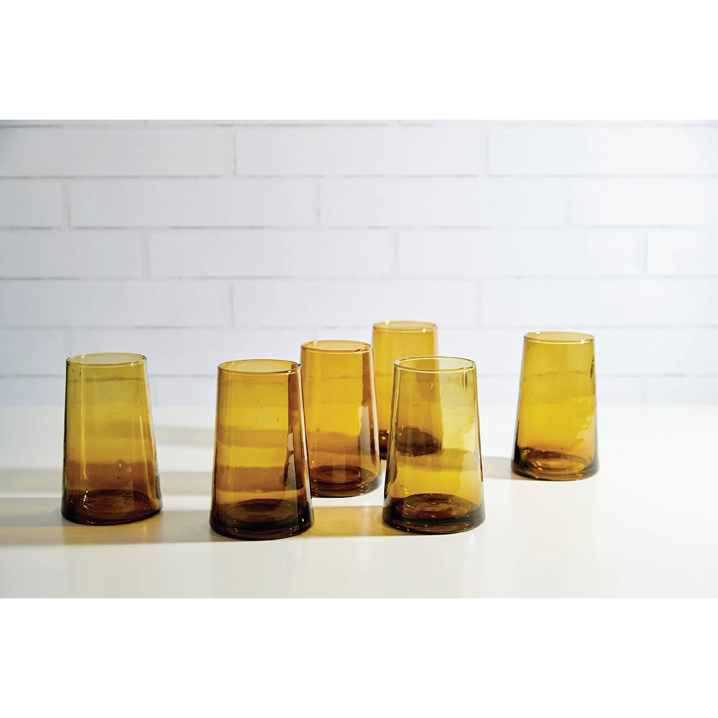 Moroccan Cone Small Amber Glassware-Set of 6