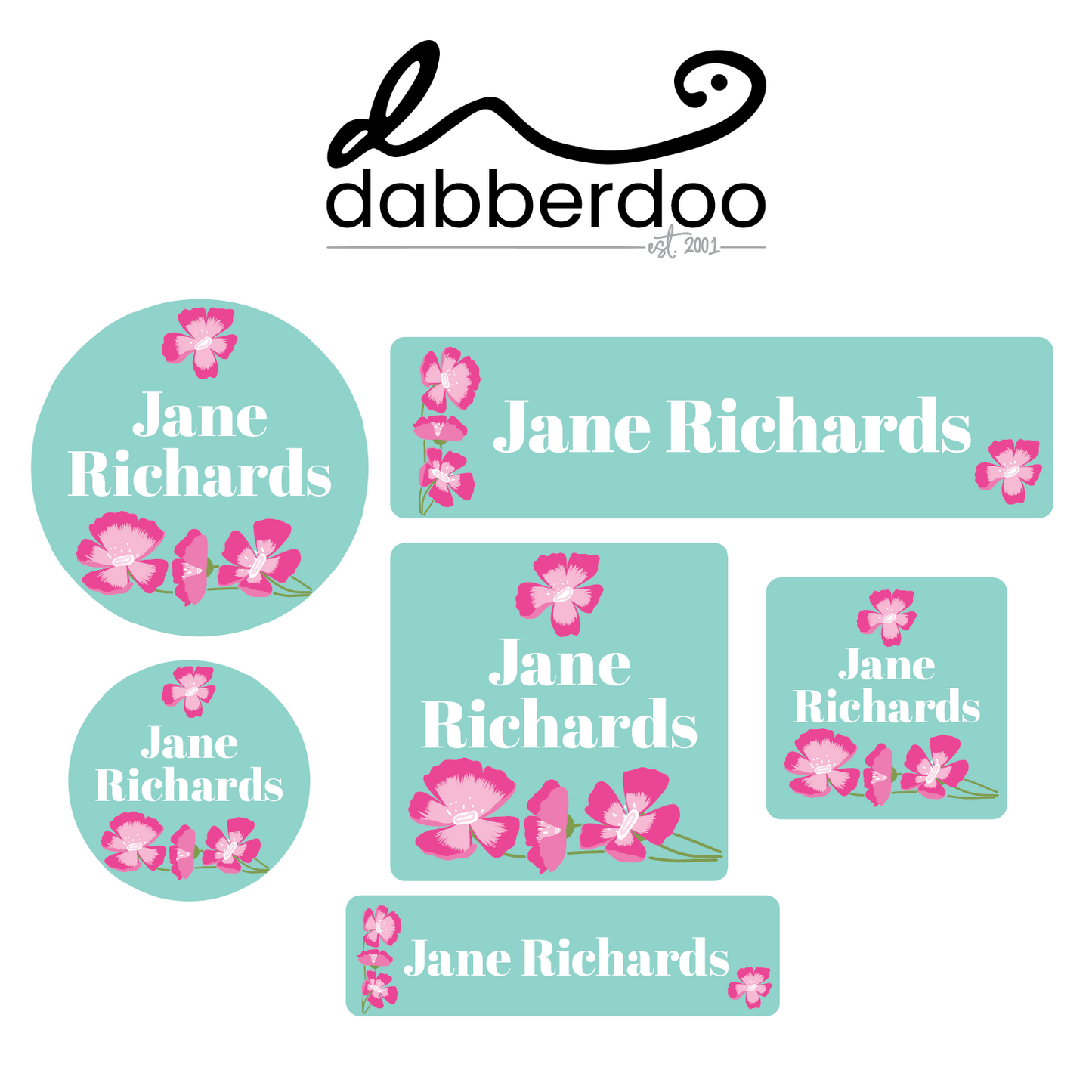 Sweet Pink Flowers ID Labels