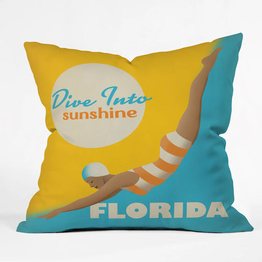 Dive Florida Throw Pillow