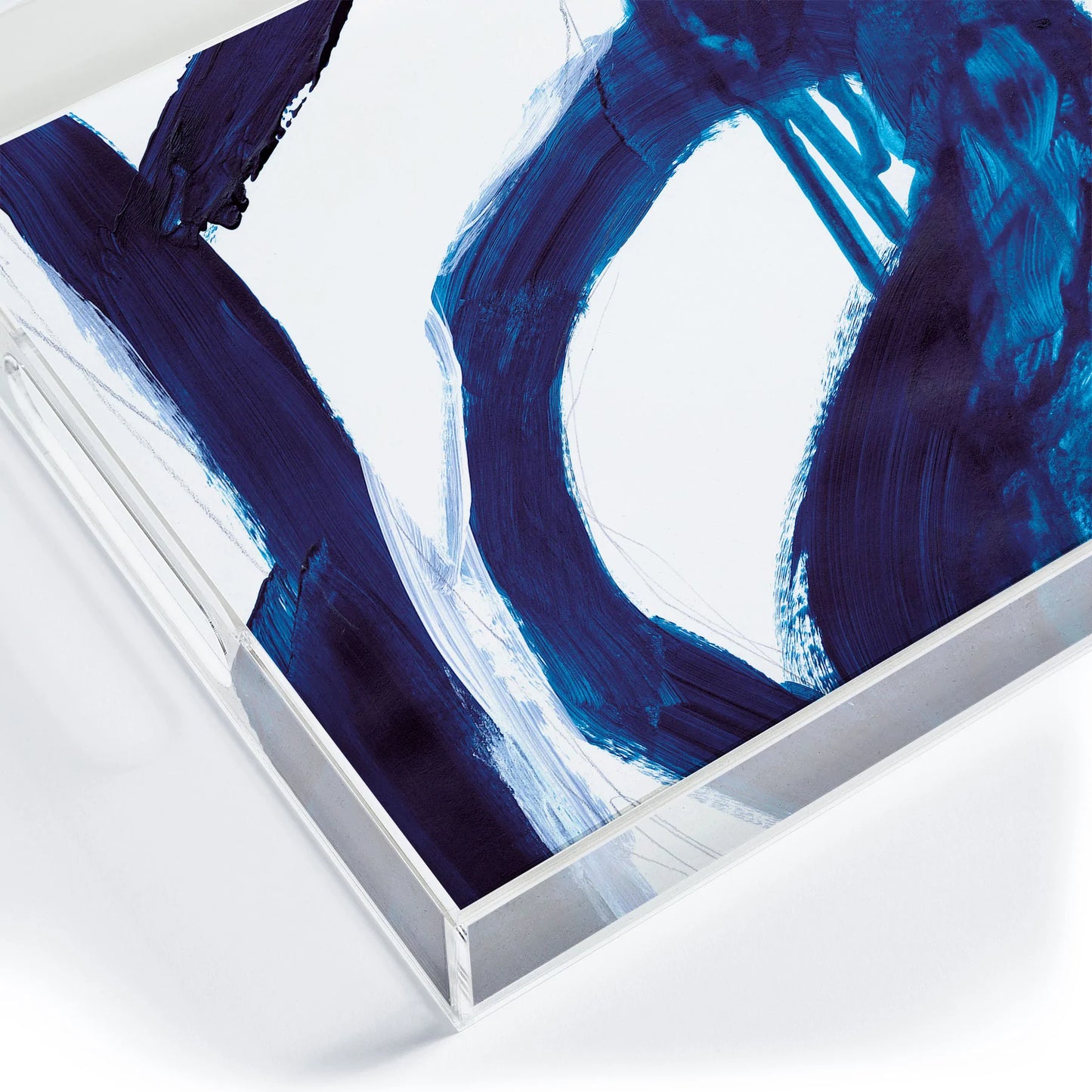 Blue Abstract Acrylic Tray - Medium w/Handles